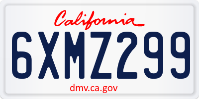 CA license plate 6XMZ299