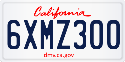 CA license plate 6XMZ300
