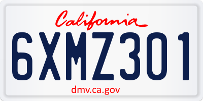 CA license plate 6XMZ301