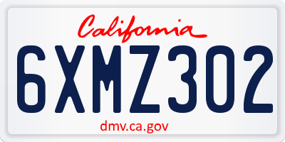 CA license plate 6XMZ302