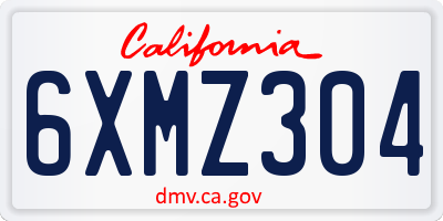 CA license plate 6XMZ304