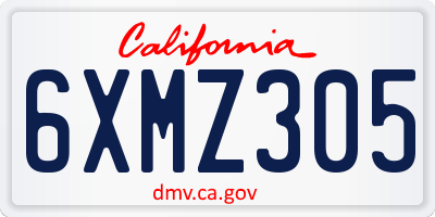 CA license plate 6XMZ305