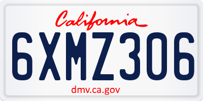 CA license plate 6XMZ306