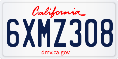 CA license plate 6XMZ308