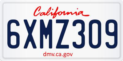 CA license plate 6XMZ309
