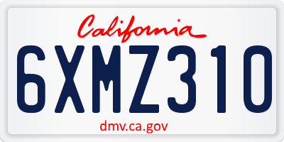 CA license plate 6XMZ310