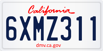 CA license plate 6XMZ311