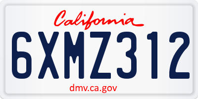 CA license plate 6XMZ312