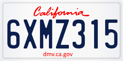 CA license plate 6XMZ315