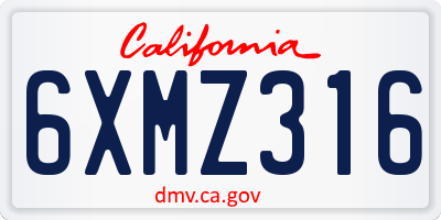 CA license plate 6XMZ316