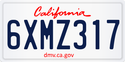 CA license plate 6XMZ317