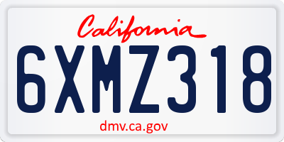 CA license plate 6XMZ318