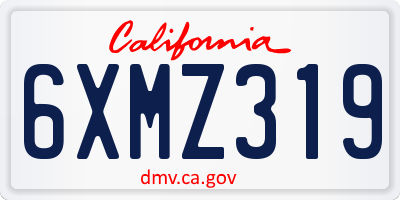 CA license plate 6XMZ319