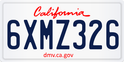 CA license plate 6XMZ326