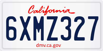 CA license plate 6XMZ327