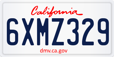 CA license plate 6XMZ329