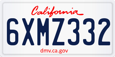 CA license plate 6XMZ332