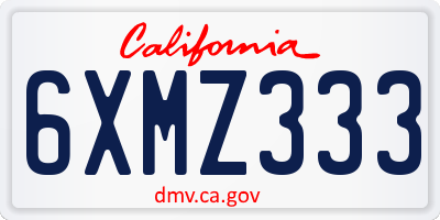 CA license plate 6XMZ333