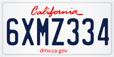 CA license plate 6XMZ334