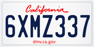 CA license plate 6XMZ337