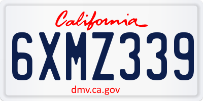 CA license plate 6XMZ339