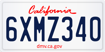 CA license plate 6XMZ340