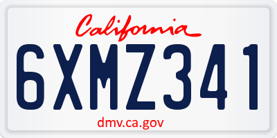 CA license plate 6XMZ341
