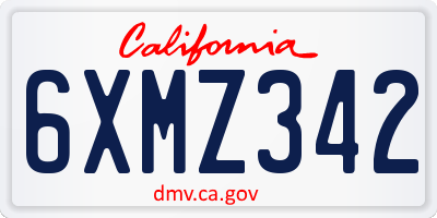 CA license plate 6XMZ342