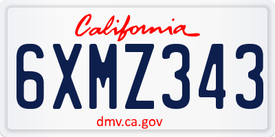 CA license plate 6XMZ343