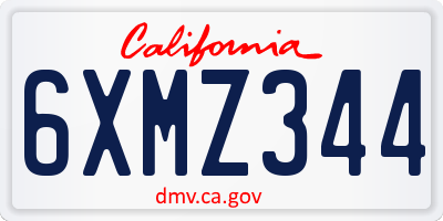 CA license plate 6XMZ344