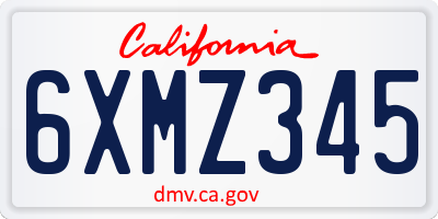CA license plate 6XMZ345