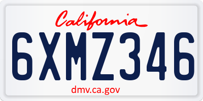 CA license plate 6XMZ346