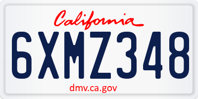 CA license plate 6XMZ348