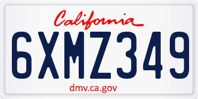 CA license plate 6XMZ349