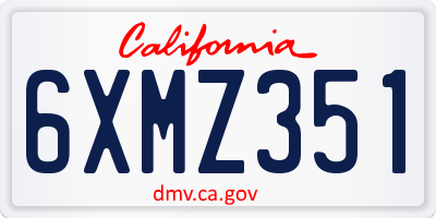 CA license plate 6XMZ351