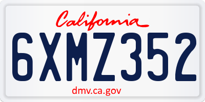 CA license plate 6XMZ352