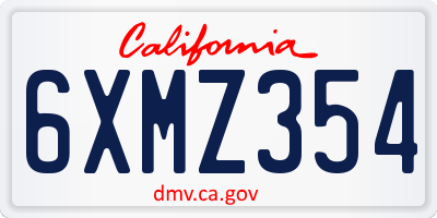 CA license plate 6XMZ354