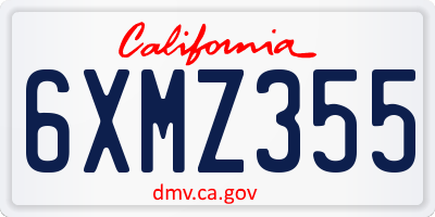 CA license plate 6XMZ355