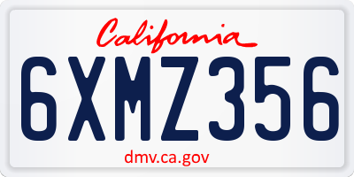 CA license plate 6XMZ356