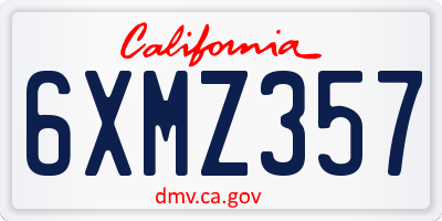 CA license plate 6XMZ357
