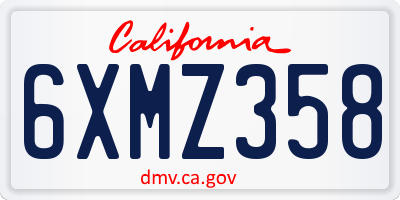 CA license plate 6XMZ358