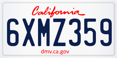 CA license plate 6XMZ359