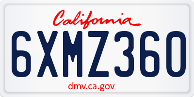 CA license plate 6XMZ360
