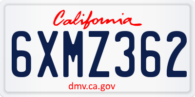 CA license plate 6XMZ362