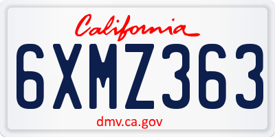 CA license plate 6XMZ363