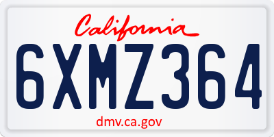 CA license plate 6XMZ364