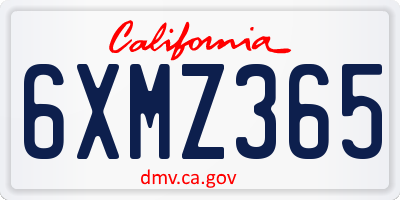 CA license plate 6XMZ365