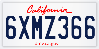 CA license plate 6XMZ366