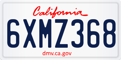 CA license plate 6XMZ368