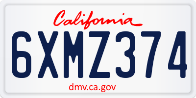 CA license plate 6XMZ374